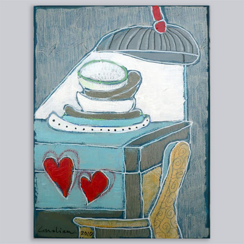 Schilderij Tafel onder de lamp